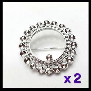 🟢3/$19🟢  2x Silver Round Brooch Setting Mounting Pin Blank DIY Jeweler